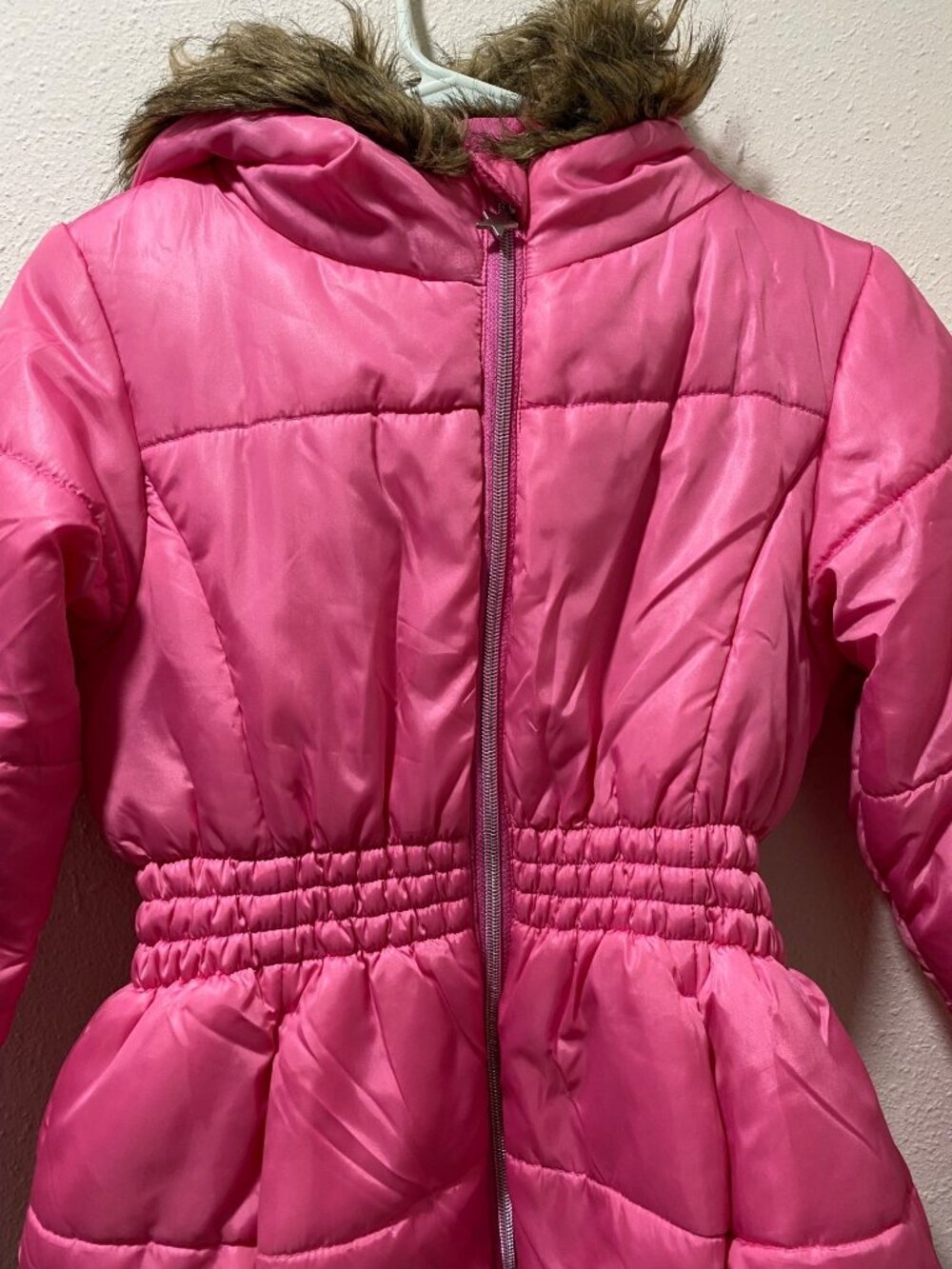 Rothschild Girls Puffer Jacket Pink Faux Fur Hood Winter Coat Size XL 16 - Picture 3 of 9